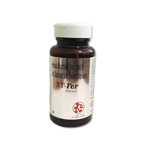 Ferrous Ascorbate 100mg, Folic Acid 1.5 mg, Zinc Sulphate Monohydrate 22.5mg Softgel Capsules