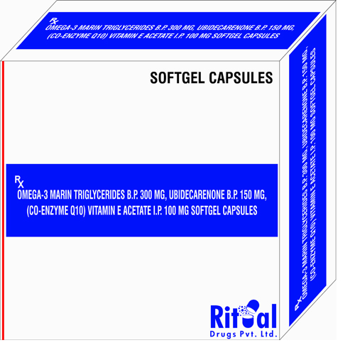 Omega-3 Marin Triglycerides 300mg + Ubidecarenone 150mg + Vitamin E Acetate 100mg Softgel Capsulses