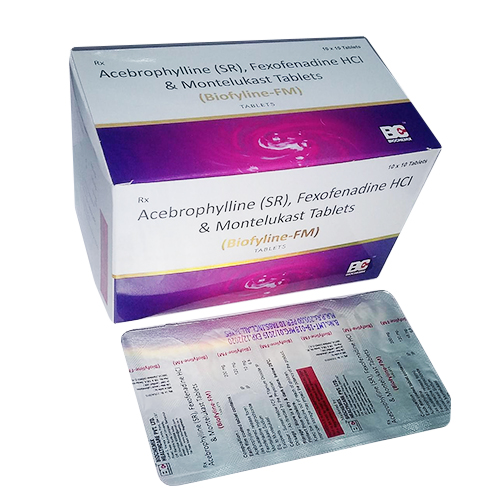 Acebrophylline 200mg +Fexofenadine 120mg + Montelukast Sodium 10mg Tablets