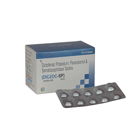 Diclofenac Sodium(IP)50mg +Paracetamol(IP) 325mg+ Serratiopeptidase 10mg Tablets