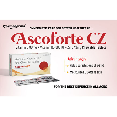 Vitamin C + Vitamin D3 + Zinc Chewable Tablets