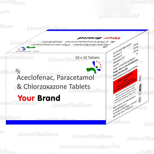 Aceclofenac+ Paracetamol +Chlorzoxazone Tablets