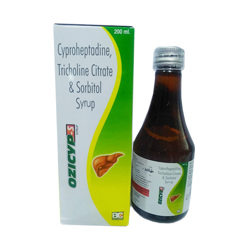 Cyproheptadine Hcl 2mg+ Sorbitol 70 % 2gm+ Tricholine Citrate 275mg Syrup