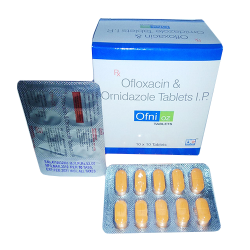 Ofloxacin 200mg+ Ornidazole 500mg Tablets