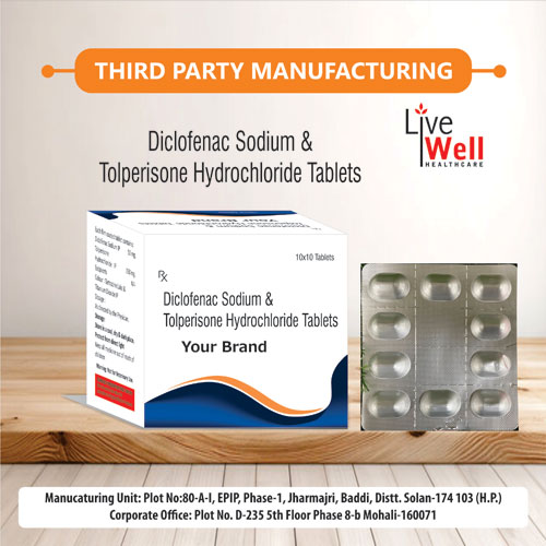 Diclofenac Sodium 150mg + Tolperisone Hydrochloride 50mg Tablets
