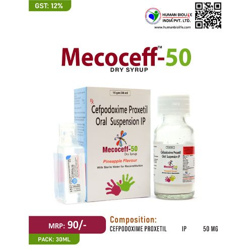 MECOCEFF 50 DS Dry Syrup (WITH WATER GLASS BOTTLE)