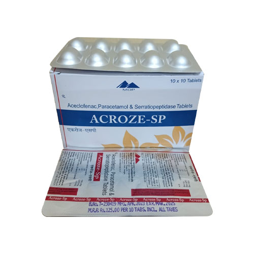 Aceclofenac 100mg+Paracetamol 325mg+Serratiopeptidase 10mg Tablets