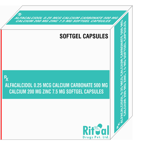 Alfacalcidol 0.25 + Calcium Carbonate 500mg + Calcium 200mg Zinc 7.5 Softgel Capsules