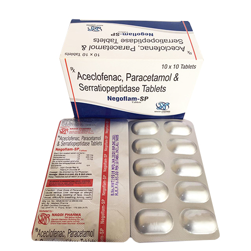 Aceclofenac+Paracetamol+serrtiopeptidase Tablets