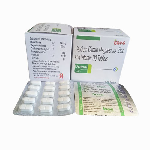 CALCIUM CITRATE 1000 mg + MAGNESIUM 100mg + ZINC 4MG + VIT D3 200 I.U