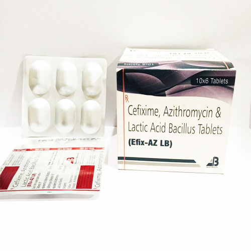 CEFIXIME-200 MG + AZITHROMYCIN250 MG + LACTIC ACID Tablets
