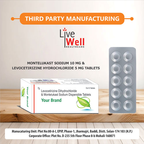 Montelukast Sodium 10mg + Levocetirizine Hydrochloride 5mg Tablets IP