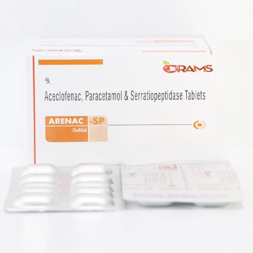 Aceclofenac 100mg + Paracetamol 325mg+ Serratiopeptidase 15mg Tablets (10*10)