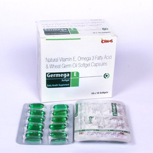 Omega3 Fatty Acids 30mg+ Wheat germ oil 100mg+ Vitamin E (Natural) 400IU Softgel Capsules