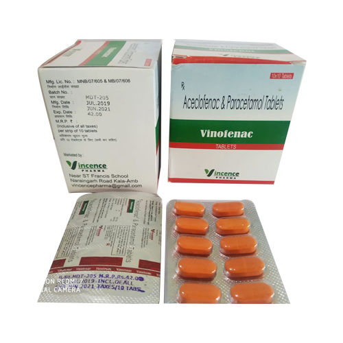 Aceclofenac 100mg + Paracetamol 325mg Tablets (film coated)