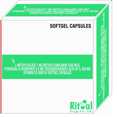 L-Methylfolate 1mg + Methylcobalamin 1500mcg + Pyridoxal 5+ Phosphate 0.5 mg + Docosahexaenoic Acid 